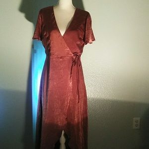 J.O.A.  SATIN RUST ORANGE  DRESS
